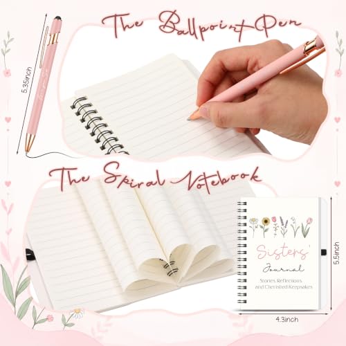 Kinlop 5 Pcs Best Sister Gift Set for Women Canvas Tote Bag Notebook Pen - color: Pink, style: Best Sister