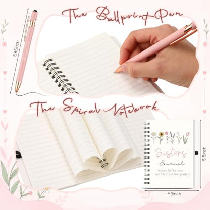 Kinlop 5 Pcs Best Sister Gift Set for Women Canvas Tote Bag Notebook Pen - color: Pink, style: Best Sister