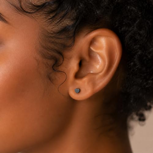 FLECHAZO Titanium Gunmetal Flat Back Earrings,Screw Back Earrings, ASTM F136 Implant Grade with Internally Threaded Front Screw, Interchangeable Posts 16G 8mm or 18G 9mm, Hypoallergenic for Cartilage Helix Tragus Conch Lobe (Sold as 1 Single Earring) - st