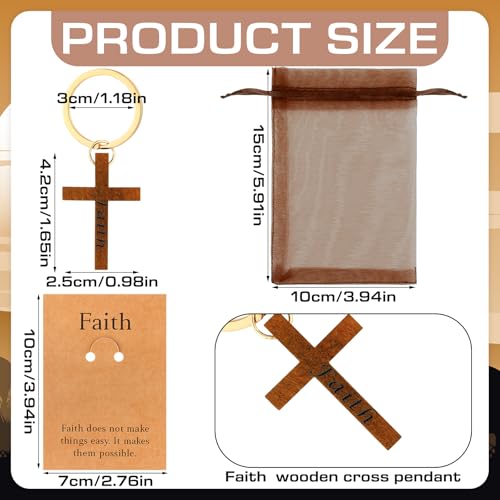 Kigeli 36 Set Christian Cross Keychains Cards, Elegant, Dark Brown - color: Dark Brown, size: Elegant