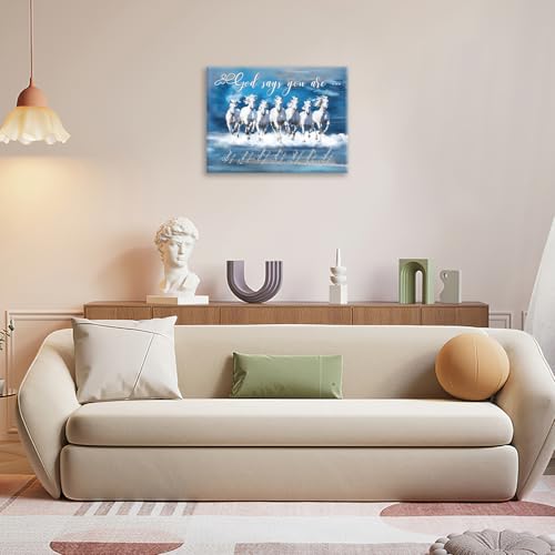Horse Wall Art 7 Lucky Horses Pictures Wall Decor Christian Bible Verse Canvas Print Religious Scriptures Painting Home Decoration Unframed Artwork for Living Room Bedroom Kitchen Office 12"X16" - color: 7 Horses, size: 12"L x 16"W