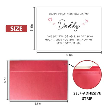 Funny 1st Daddy Birthday Card for Him, Poem New Dad Birthday Greeting Card, Happy First Birthday as A Dad Card, Cute Bday Gift from Baby Daughter Son - color: 3-27