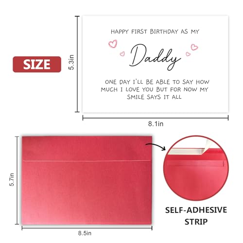 Funny 1st Daddy Birthday Card for Him, Poem New Dad Birthday Greeting Card, Happy First Birthday as A Dad Card, Cute Bday Gift from Baby Daughter Son - color: 3-27