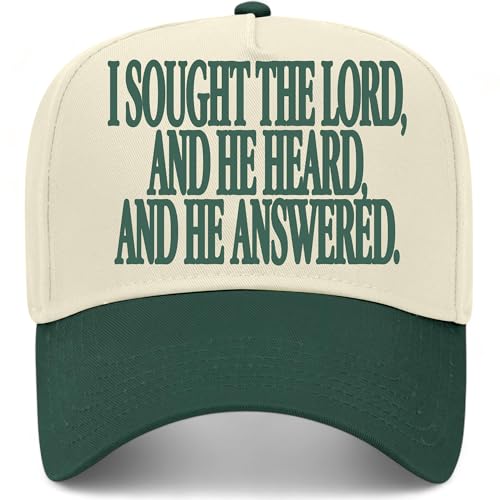 I Sought The Lord and He Heard and He Answered Hat - color: Green/Natural