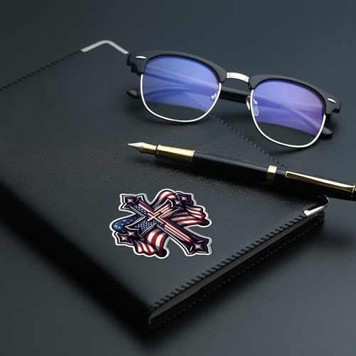 American Flag Cross Vinyl Sticker 5 Inch Waterproof Christian Patriotic Decal Jesus Faith Religious USA Graphic for Car Truck Laptop Window Water Bottle Bumper - color: 04