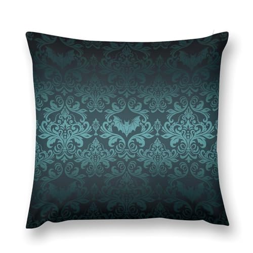 Damask Floral Throw Pillow Cover Vintage Oriental Floral Couch Sofa Pillowcases Gothic Antique Victorian Baroque Luxury Bohemia Flowers Pillows Cushion Case for Bed Chair 18x18inch - color: Damaskblack-4
