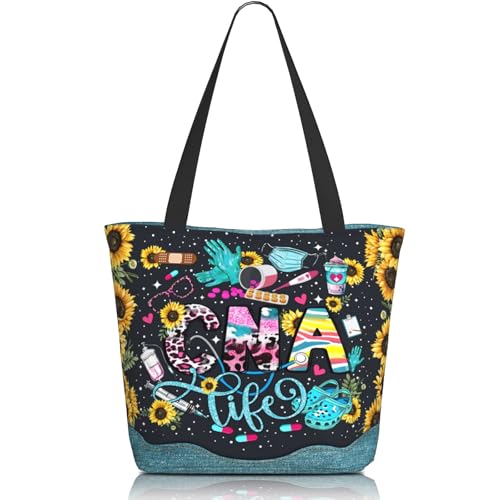 Tote Bag For Women, Tote Bag With Zipper Large Shoulder Bag For Women Travel, Work, Office, College, Nursing - color: Cna Life
