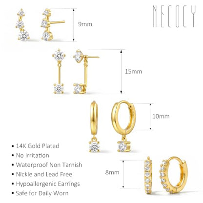 Small 4Pcs 14K Gold Huggie Hoop Earrings Sets for Women Non Tarnish - style: Gold&Style11