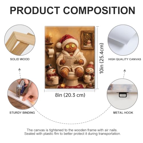 Funny Christmas Bathroom Wall Art Print Gingerbread Christmas Wall Decor - color: color-C