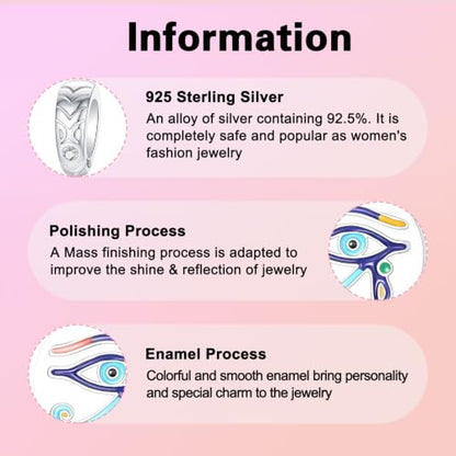 LUXILLA 925 Sterling Silver Charm Golden Family Tree Sparkling Cross Cute Dragon Charms Fits Bracelets Necklace Pendant Bead Jewelry Gift for Women Family Friends - color: Eye of Horus Charm