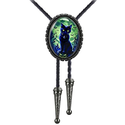 GelConnie Gothic Bolo Tie for Men Women 3D Art Western Cowboy Necktie - color: Gothic Cat Bolo Tie