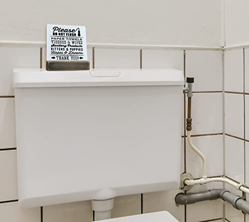 Farmhouse 'Do Not Flush' Plaque with Pawsome Kittens & Puppies on Wooden Stand - color: Bathroom01