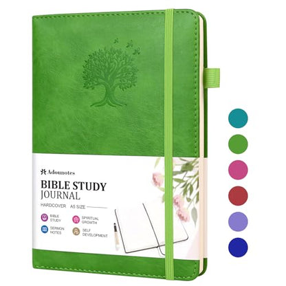 Bible Study Journal Scripture Notebook - Christian Note Taking Kit with Guided Prompts - Inspirational Religious Gifts - Faith Based Stationery Supplies for Church Notes (Light Green) - color: Light Green
