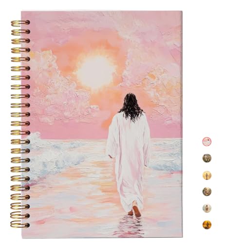bitCNY Spiral Notebook 8.3 x 5.5 Inches, Jesus Walking on Water Painting Cover, Christian Art Journal, Lined Notebook for Devotion and Daily Writing - color: Jesus Walking on Water-3