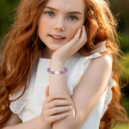 Bracelets for Girls Cross Soccer Bracelets Birthday Gifts for Girl - color: 1# 11th Birthday