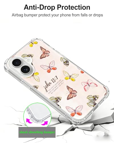 Butterflies Bible Quotes Phone Case Compatible with iPhone 17, Moth Aesthetic Phone Cover for iPhone 17 - color: Butterflies