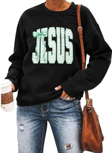 LOTUCY Christian Sweatshirt Women Love Like Jesus Shirt Faith Religious Saying Inspirational Casual lightweight Pullover - color: Jesus Black, size: Medium
