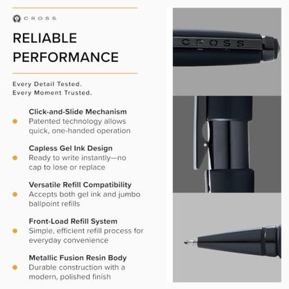 Cross Edge Matte Black Lacquer Gel Rollerball Pen, Medium Point, Black Ink - color: Matte Black