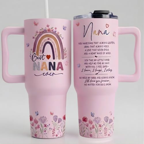 Gifts for Nana, Nana Birthday Gift Tumbler 40oz with Handle and Straw, Nanas Gifts for Birthday, Christmas, Retirement from Grandkids or Family, Nana's Tumbler - color: Best Nana
