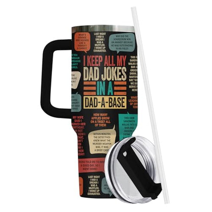 34HD Daddy Keep All My Dad Jokes Base 40 oz Tumbler with Handle, Dad Gift - color: Dad Jokes