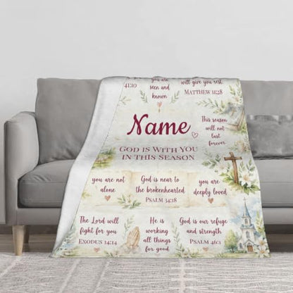 Personalized Christian Blanket for Women, Custom Name Scripture Throw Blanket with Bible Verse, Religious Faith Gift for Mom Daughter Sister Friend, Sympathy Birthday Christmas Baptism Gift - color: Background Pattern 6