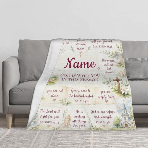 Personalized Christian Blanket for Women, Custom Name Scripture Throw Blanket with Bible Verse, Religious Faith Gift for Mom Daughter Sister Friend, Sympathy Birthday Christmas Baptism Gift - color: Background Pattern 6