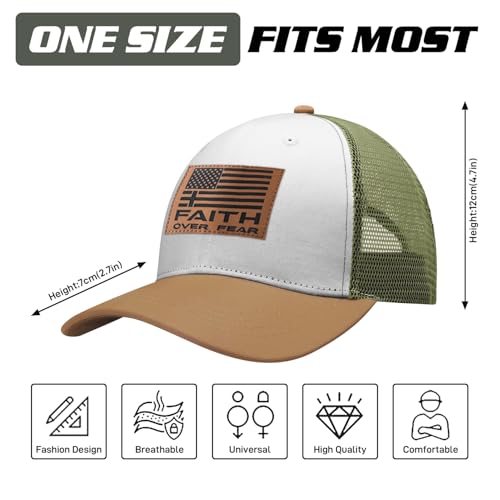 Christian Hats for Men Women, Faith Over Fear Hat - color: Orange Green