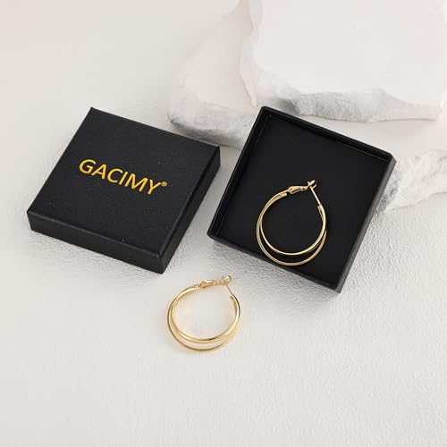 Gacimy Criss Cross Hoop Earrings for Women, 14K Gold Plated Hoops - color: Gold, size: 30mm