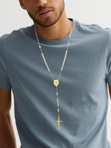 Supcare Rosary for Men Women Catholic Necklace Rosary Beads Customized - color: E04-Christopher White