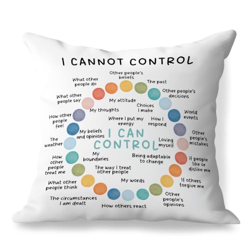 Circle of Control Mental Health Pillow Covers 18x18, Therapy Office Decor, I Can and Cannot Control Decorative Throw Pillow Covers for School Counselor - color: Circle of Control-5