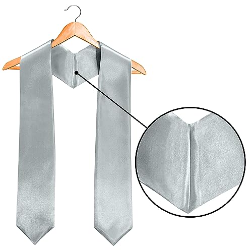 Plain Graduation Stole Sash 60 Inch Unisex Adults Solid - color: Silver Stole