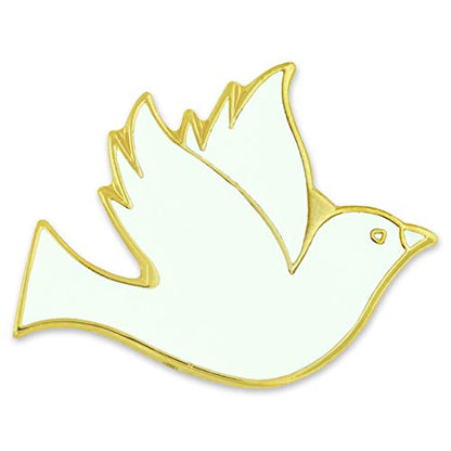 PinMart's Simple Elegant White Dove Enamel Lapel Pin with Magnetic Back - size: 25 Pack