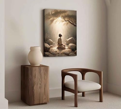 CXKAWM Jesus in Gethsemane Wall Art, Christian Canvas Prints, 24x36in - color: Jesus Prayers Wrapped Canvas, size: 24x36in