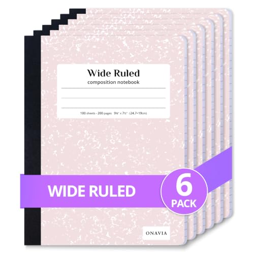 ONAVIA Pink Composition Notebook Wide Ruled 6 Pack, 200 Pages - color: Pink, size: 9.75 x 7.5"