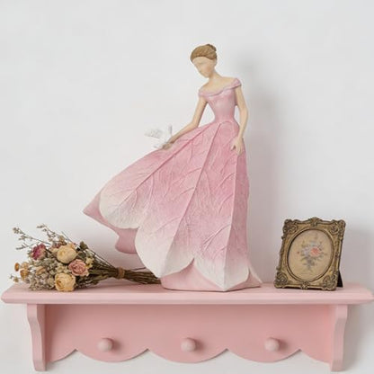 Guichifun Pink Leaf Angel Girls Fairy Statue, 8.5 x 5.25 x 12 Inch - color: Pink-bird, size: Large