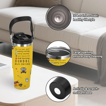 30oz Bus Driver Tumbler with Handle, School Bus Driver Gifts for Women Men - color: SchoolBusDriver1