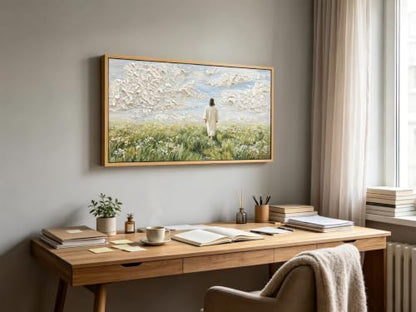 KIRFOLUC Jesus Canvas Wall Art Large Framed Textured Print Painting - color: Jesus, size: 40"L x 20"W