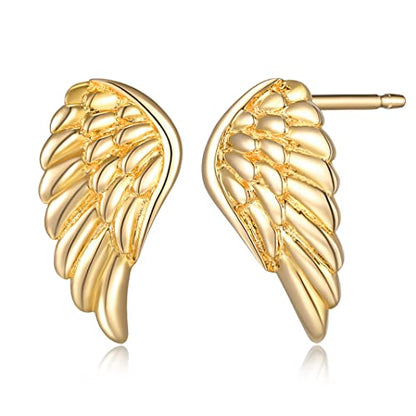 MORGAN & PAIGE Silver Rhodium 14k Rose 18k Yellow Gold Plated Angel Studs - color: Yellow Gold