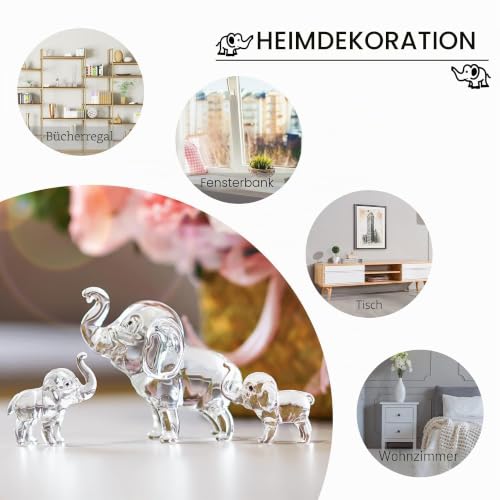 3pcs Crystal Elephant Figurines Collectible Art Glass Animals Paperweight - style: Elephant-3pcs