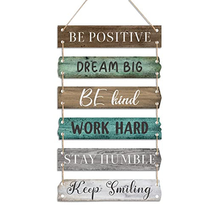 Blulu 6 Pcs Positive Quotes Wall Hanging Plaque Sign, Retro Style - style: Retro Style