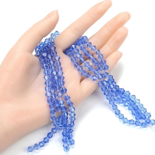 250pcs Czech 6mm (0.24 Inch) Faceted Bicone Crystal Glass Loose Beads Spacer Bulk Light Sapphire Blue for DIY Craft Jewelry Making CCB614 - color: Light Sapphire Blue, size: 6mm - 250pcs