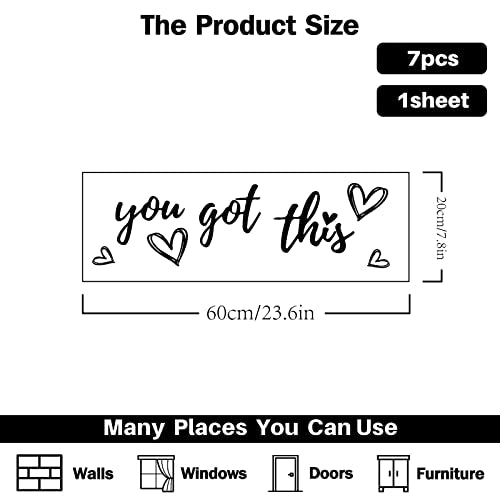 PLIGREAT You Got This Quotes Wall Stickers, Peel and Stick Wall Decals, Removable Vinyl Art Letters Walls Sticker for Bedroom Living Room Home Office Decorations Indoor Window Art Decor - style: You Got This