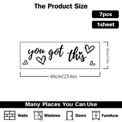PLIGREAT You Got This Quotes Wall Stickers, Peel and Stick Wall Decals, Removable Vinyl Art Letters Walls Sticker for Bedroom Living Room Home Office Decorations Indoor Window Art Decor - style: You Got This