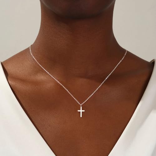 Carffordo 925 Sterling Silver Cross Necklace, Dainty Necklace for Women - style: Sterling Silver Cross Necklace