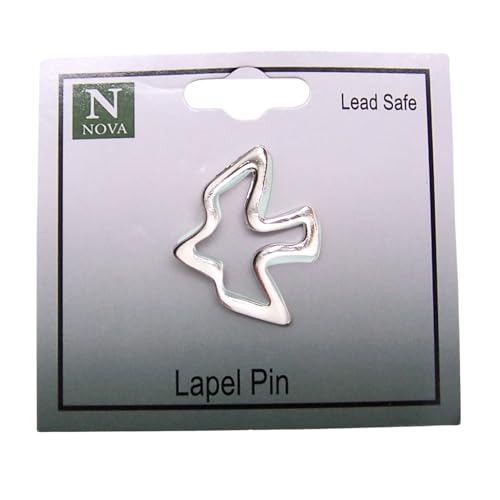 Holy Spirit Dove Lapel Pin, Silver Toned, Religious Symbol, 0.75 Inches