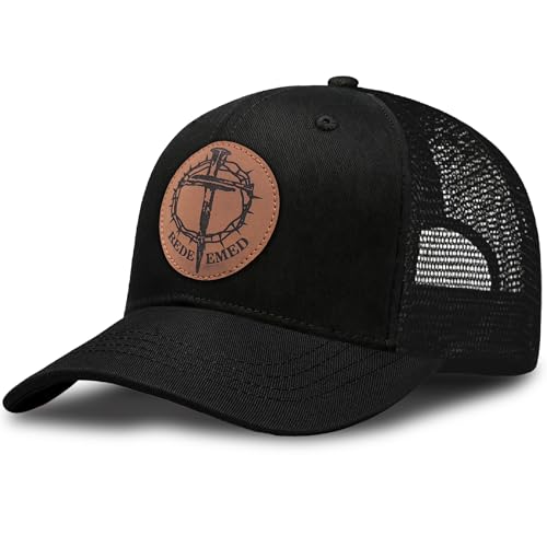 Christian Hats for Men & WomenJesus Cross HatChristianReligious GiftsforVarious Festivals&BirthdaysFaith Baseball/Trucker Cap - color: Black Redemption