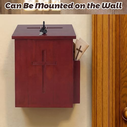 Sliner Prayer Request Box Wood Church Offering Box, Dark Mahogany - color: Dark Mahogany