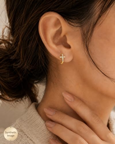 Cross Hoop Earrings for Women, Cross Stud Christian Faith Jewelry Gift