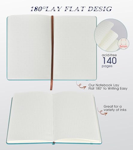 Biuwory Dotted Journal Notebook, 140 Dot Grid Pages, Medium 5.7"×8.3" - color: Blue, size: Dotted-140 Pages (5.7"×8.3")