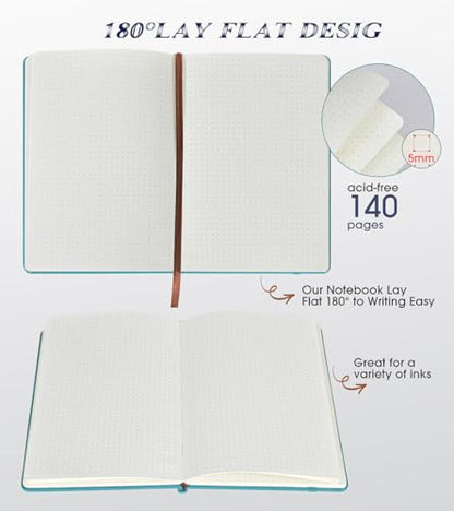 Biuwory Dotted Journal Notebook, 140 Dot Grid Pages, Medium 5.7"×8.3" - color: Blue, size: Dotted-140 Pages (5.7"×8.3")
